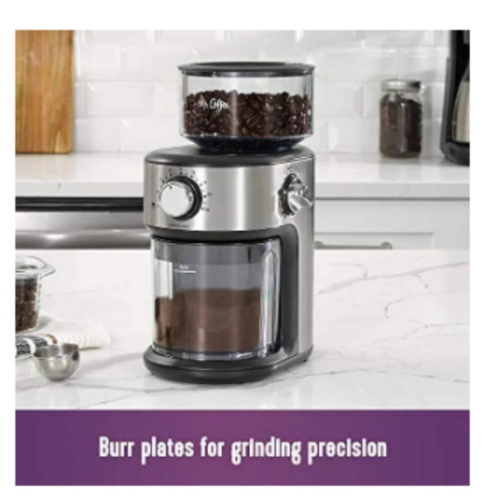 Mr. Coffee Cafe Grind 18 Cup Automatic Burr Grinder, Stainless Steel NIB - Picture 2 of 8